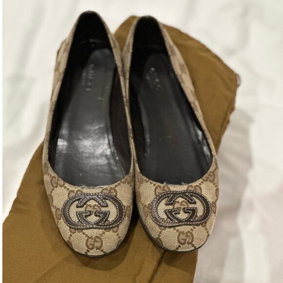 Gucci 2000's iconic interlocking GG Canvas Ballet Flats Size 36 w box/dust bags - Picture 2 of 12